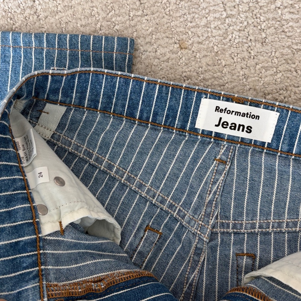Reformation High Rise Blue Striped Jeans - Picture 5 of 6